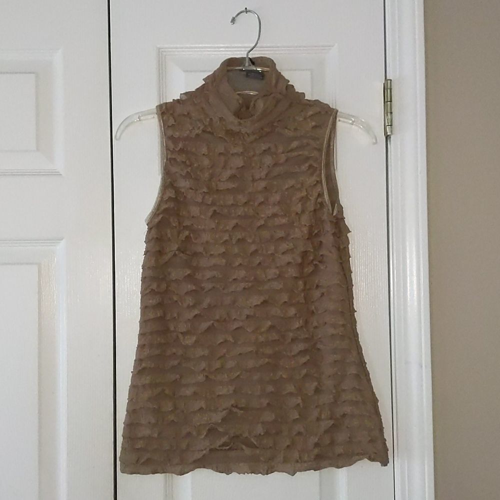 New Direction ruffle  brown sleeveless top Sz S